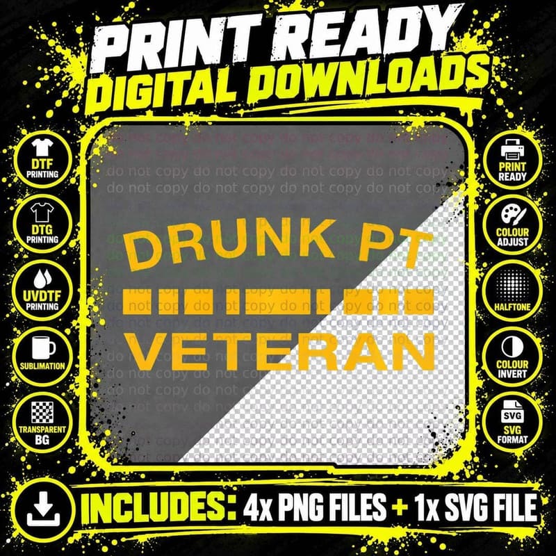 Inkfidel Drunk PT Veteran, Gift T-Shirt Png SVG Digital Bundle