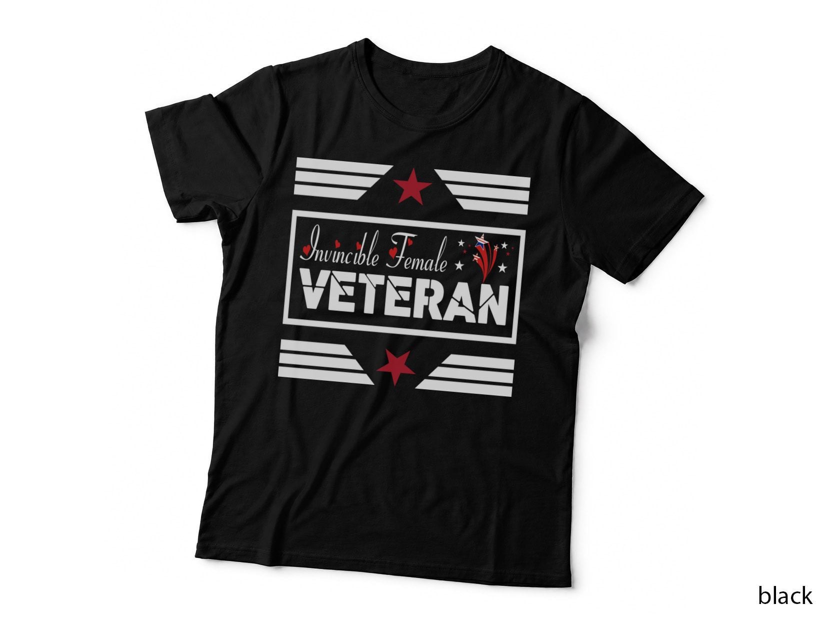 Invincible Female Veteran T-Shirt, Patriotic Female Veteran Graphic Tee
