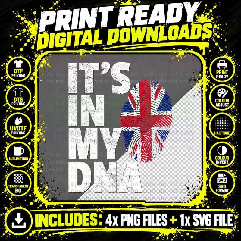 It's IN MY DNA British Flag England UK Britain Union Png SVG Digital Bundle