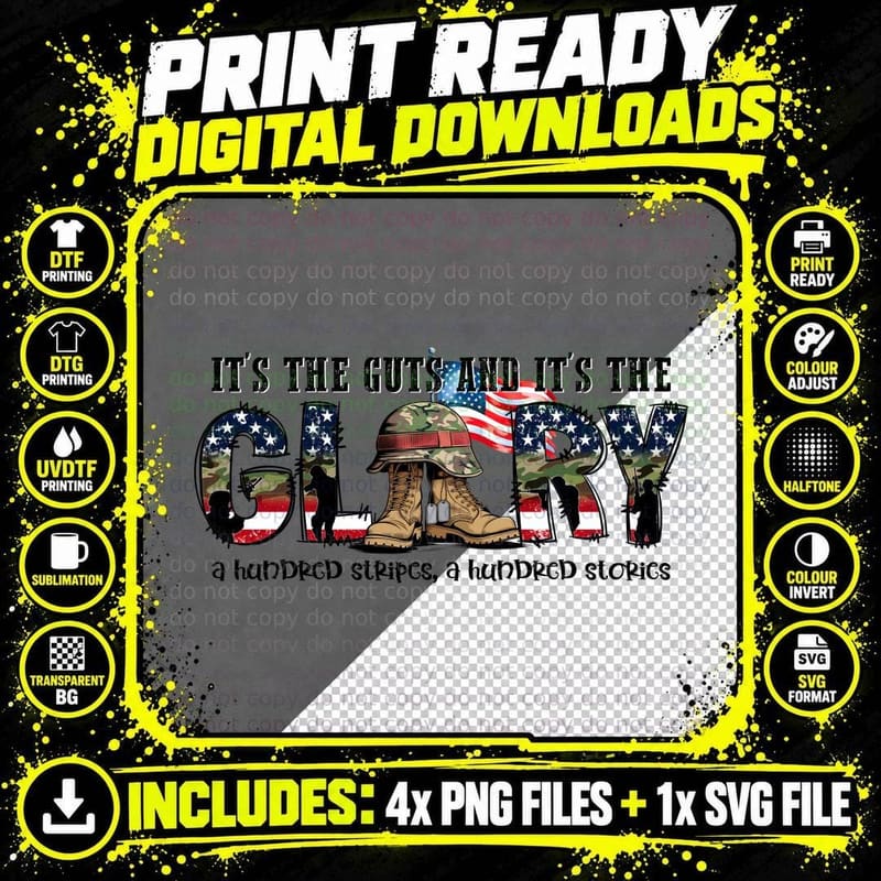It's the Guts and It's the Glory a Hundred Stripes a Png SVG Digital Bundle