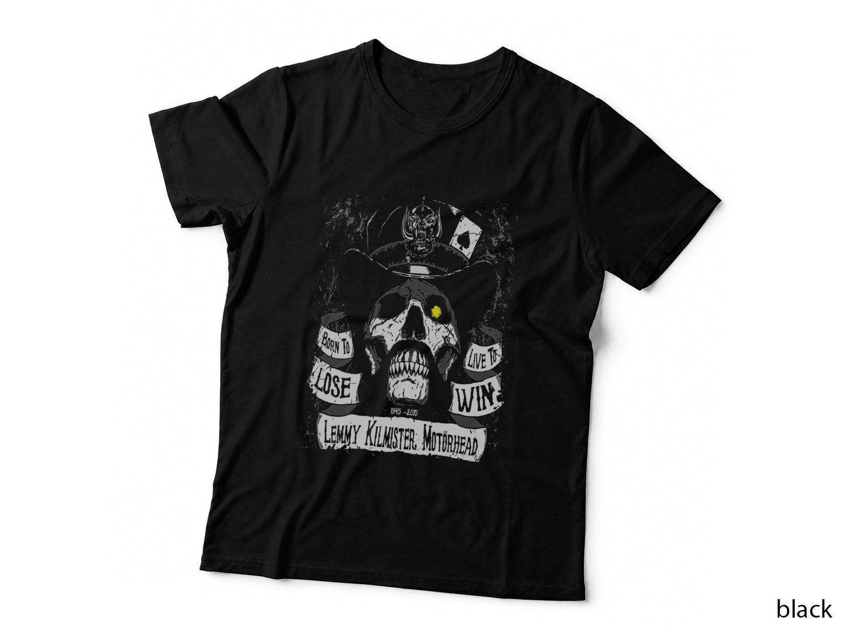Lemmy Kilmister Born to Lose Live to Win Motorhead 1945-2015 Skull T-Shirt