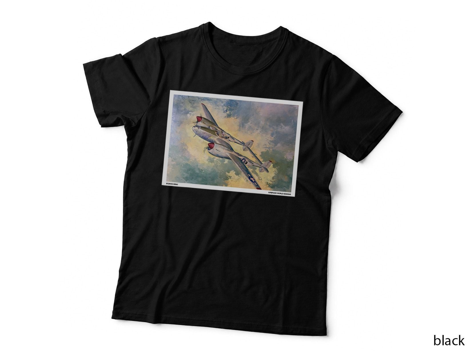 Lightning WW2 Plane Painting Military Gift T-Shirt