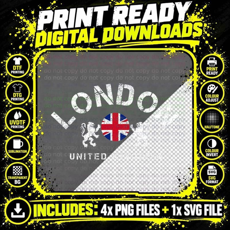 London UK United Kingdom Union Jack England Souvenir Png SVG Digital Bundle