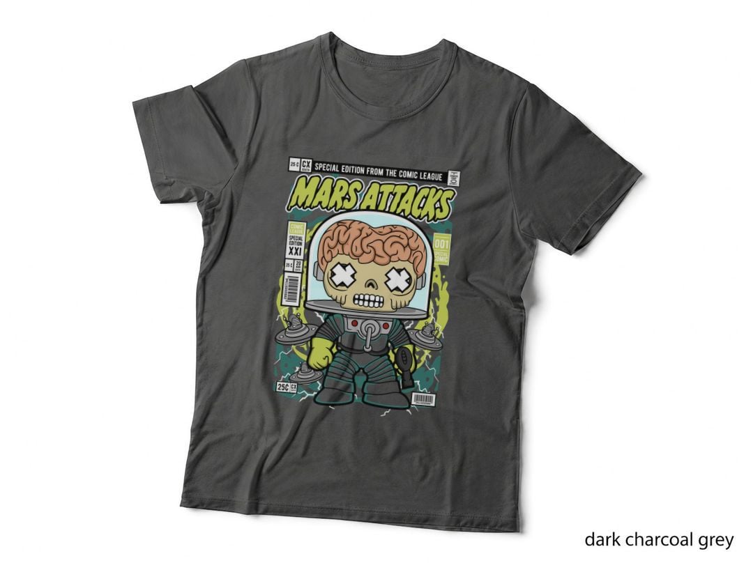 Mars Attacks Alien Soldier Comic Book Cover, Sci-Fi Novelty T-Shirt