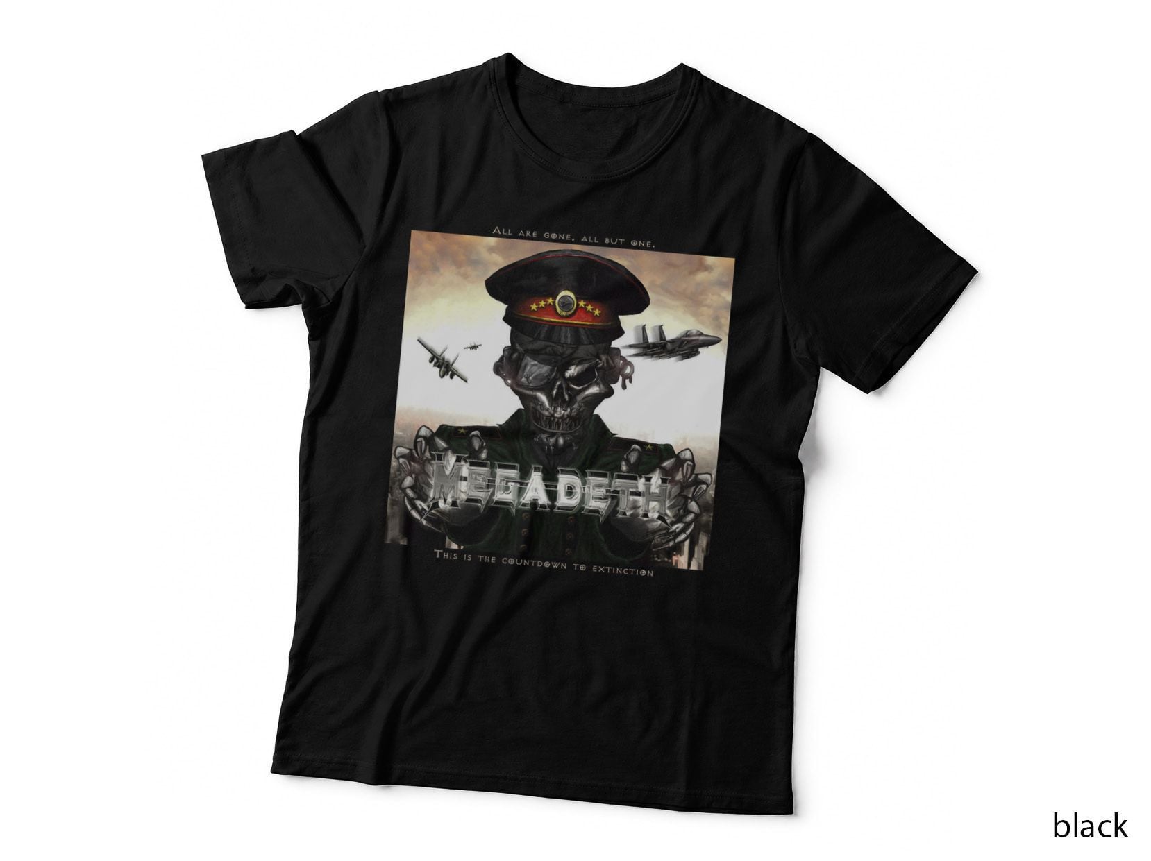 Megadeth All Are Gone but One This Is the Countdown Military Ufo Skull T-Shirt