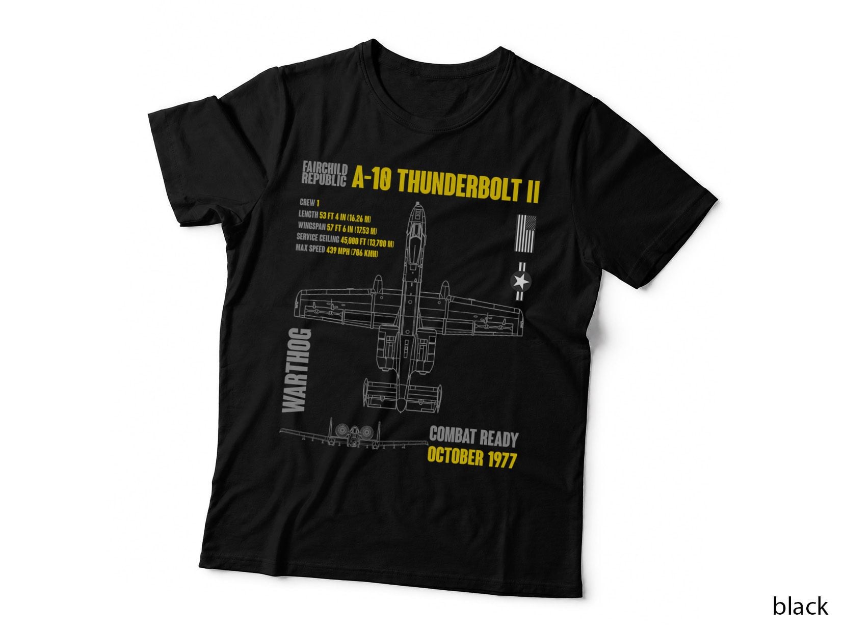Military Aircraft A-10 Thunderbolt II Warthog USAF T-Shirt