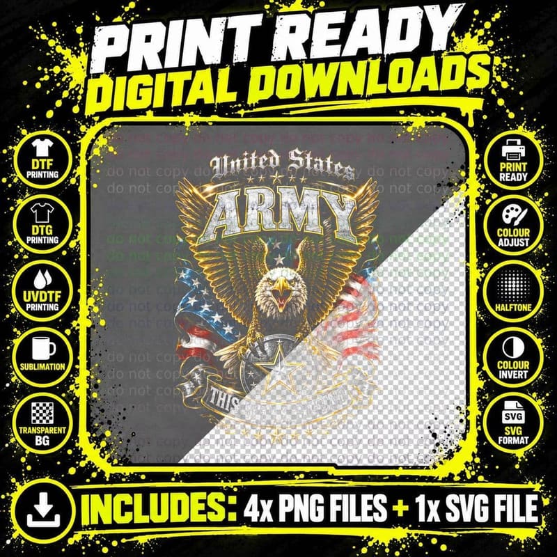 Military Patriotic Halftone T-Shirt Png SVG Digital Bundle