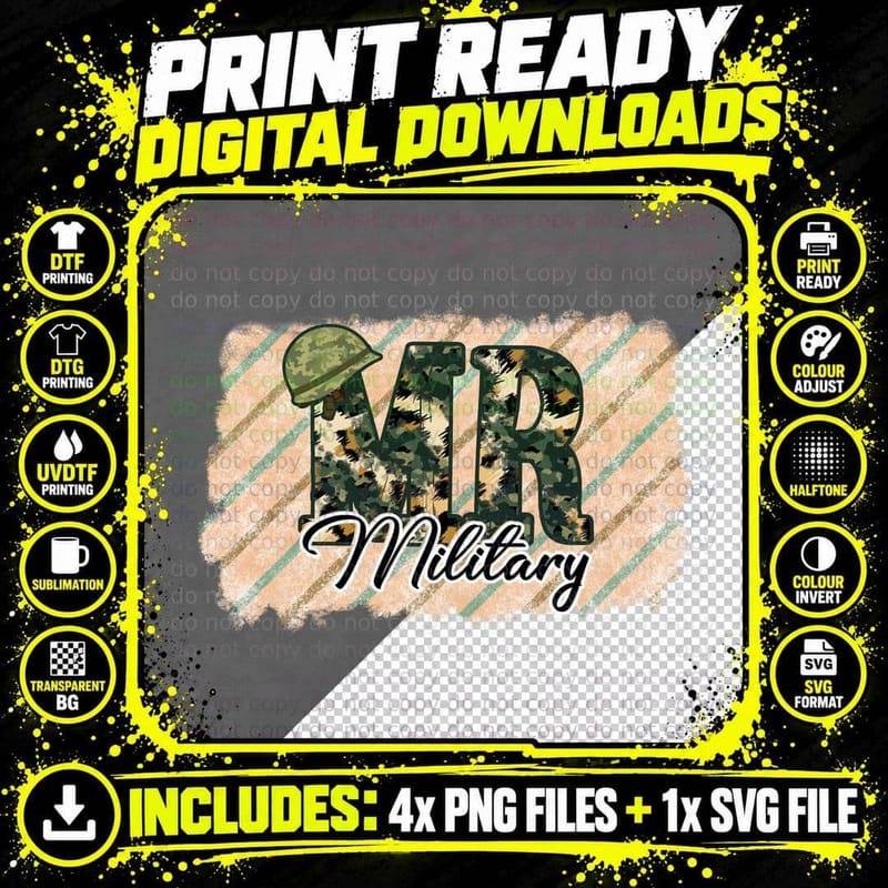 Military Patriotic T-Shirt, Camo Helmet on Military Png SVG Digital Bundle