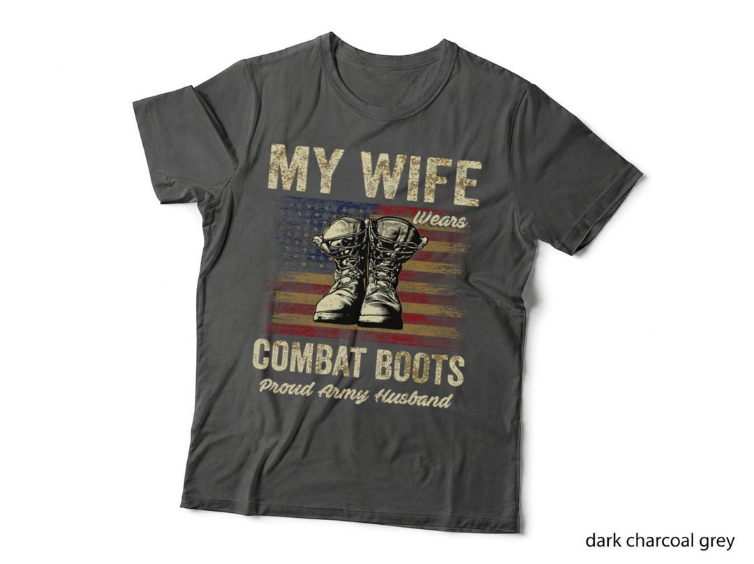 My Wife Wears Combat Boots Proud Army Husband Veteran Wife T-Shirt