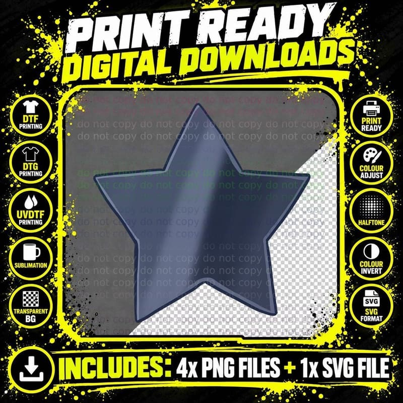 Navy Blue Outlined Star Award Graduation T-Shirt Png SVG Digital Bundle