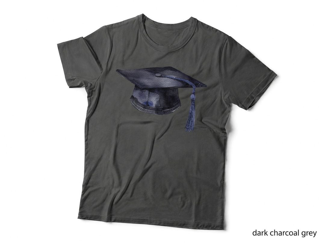 Navy Textured Graduation Cap Graduation T-Shirt, Senior Grad Graphic Tee
