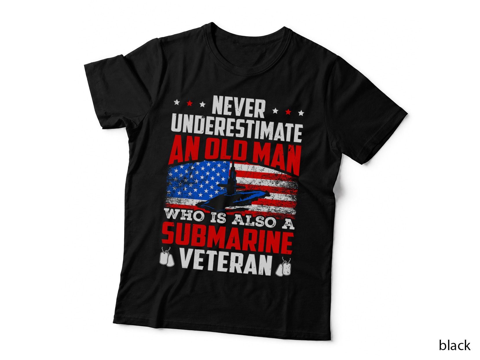 Never Underestimate an Old Submarine Veteran Grandpa T-Shirt