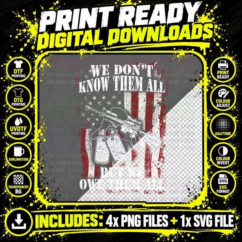 Patriotic Military Service T-Shirt, 4th July Png SVG Digital Bundle