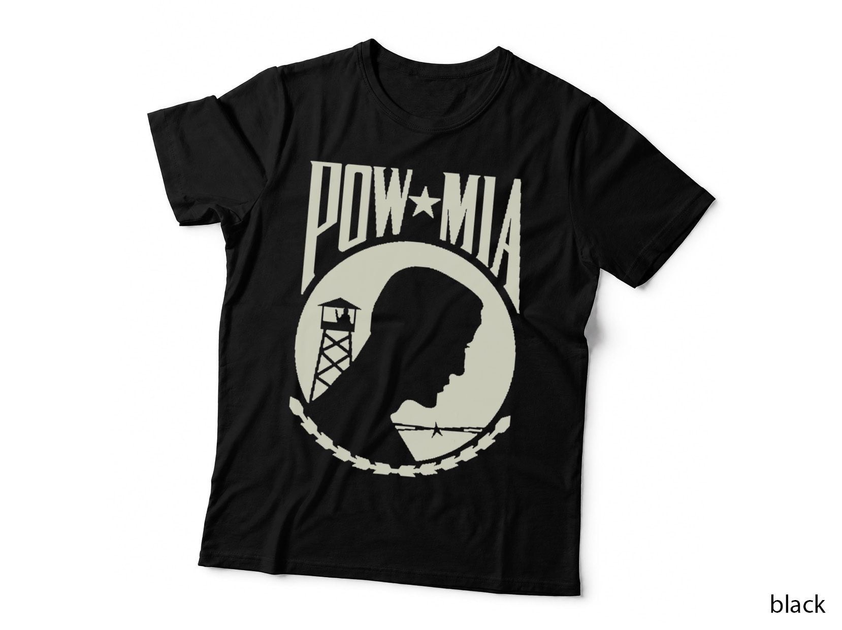Pow Mia Tee, Prisoner of War Missing in Action Emblem, Veteran Tribute Wreath
