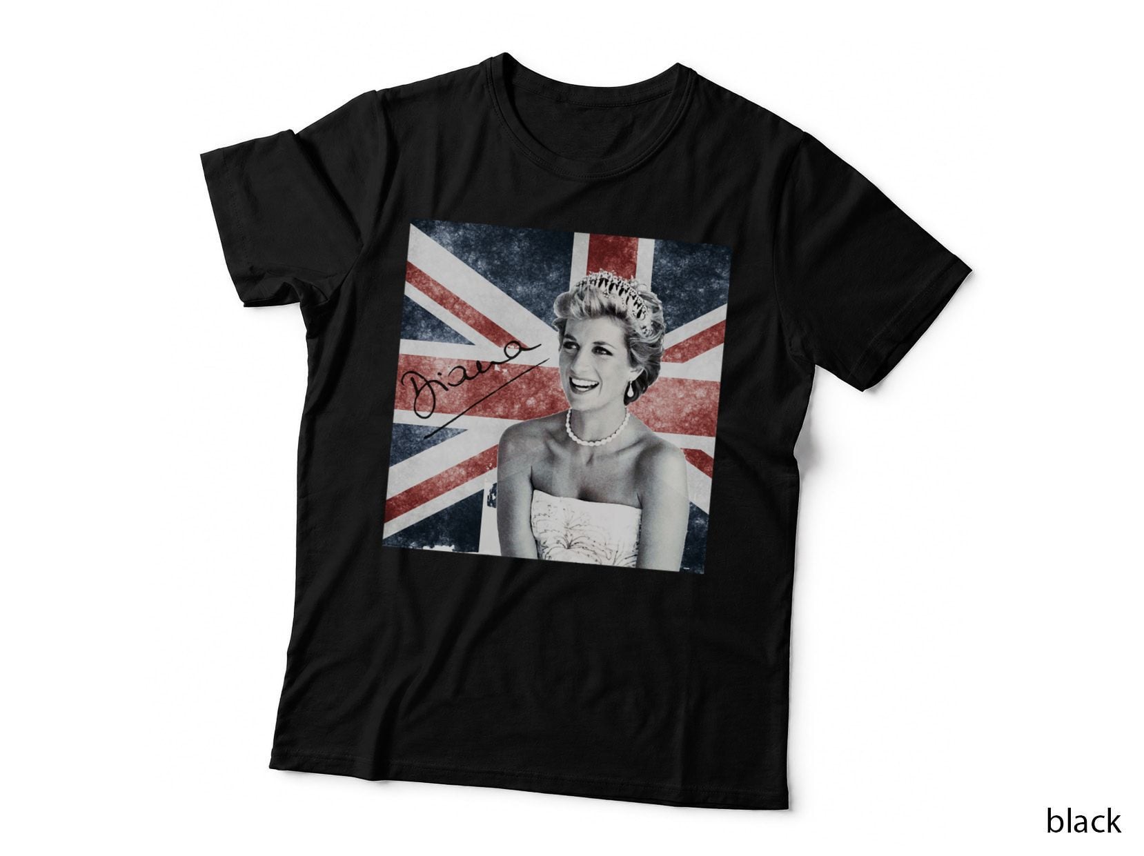 Princess Diana Retro Union Jack Portrait T-Shirt, Royal Icon