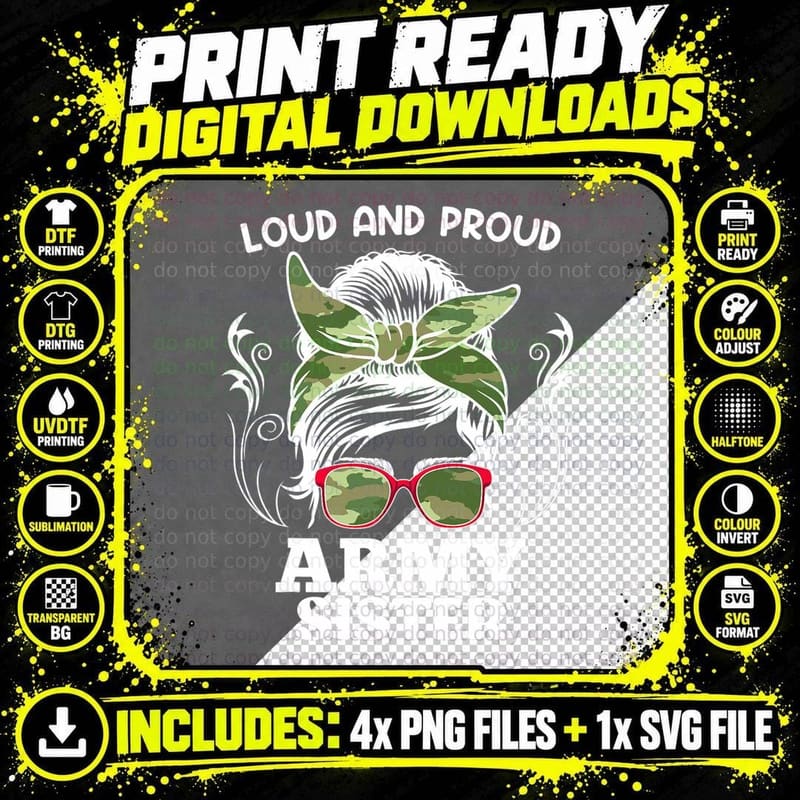 Proud Army Sister Soldier Brother American Patriots Png SVG Digital Bundle