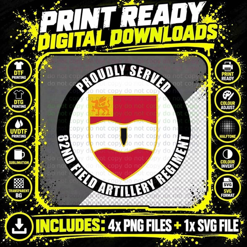 Proudly Served 82nd Field Artillery Regiment Army Png SVG Digital Bundle