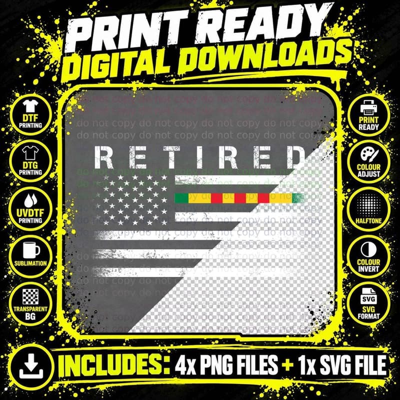 Retired Veteran T-Shirt, Patriotic, Honor Our Heroes Png SVG Digital Bundle