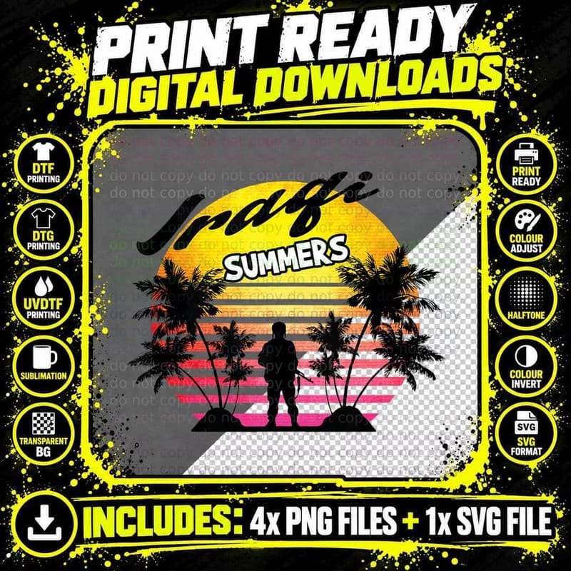 Retro Sun Iraqi Summers Veteran Gift Funny Iraq Png SVG Digital Bundle