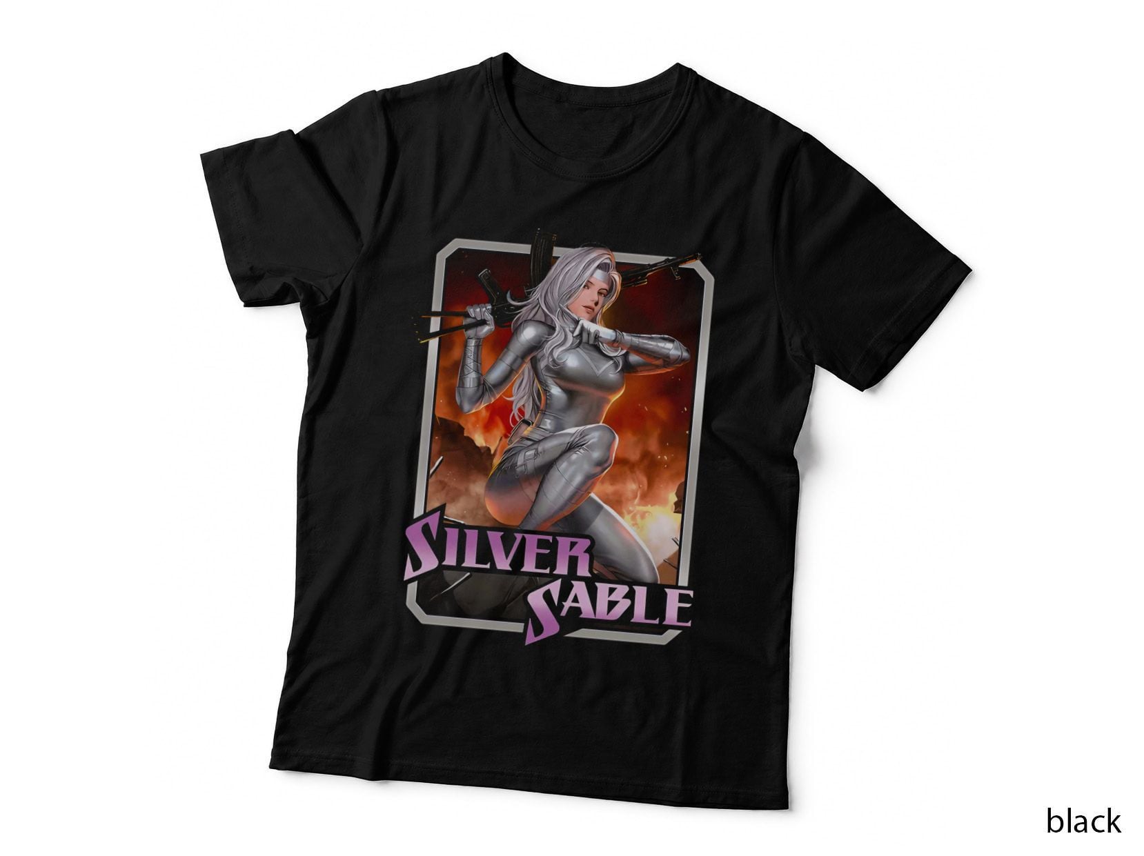 Silver Sable Magenta Warrior Female Soldier T-Shirt