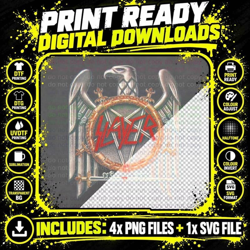 Slayer Gold Eagle Military Swords T-Shirt Png SVG Digital Bundle