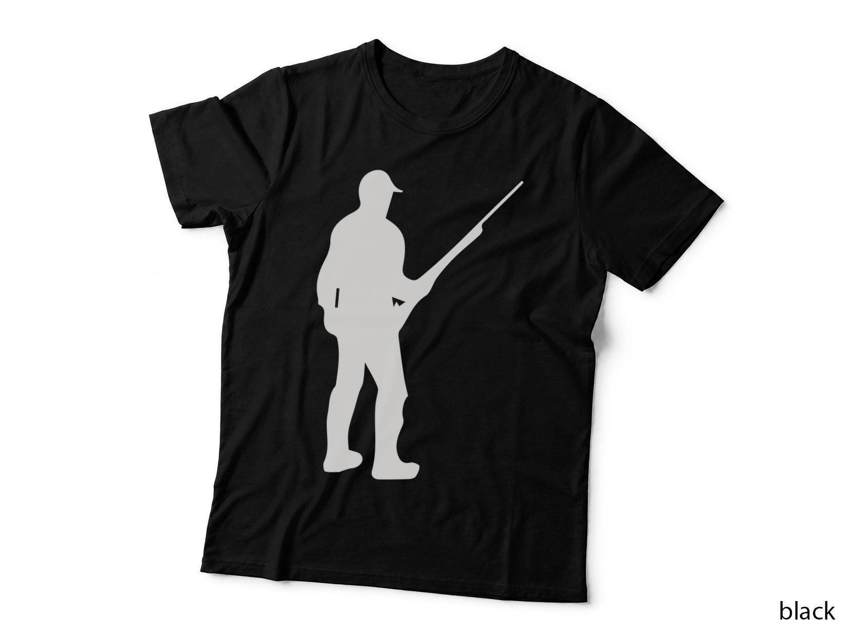 Soldier Holding Rifle Silhouette T-Shirt, Trendy Graphic Tee, Novelty Gift Shirt