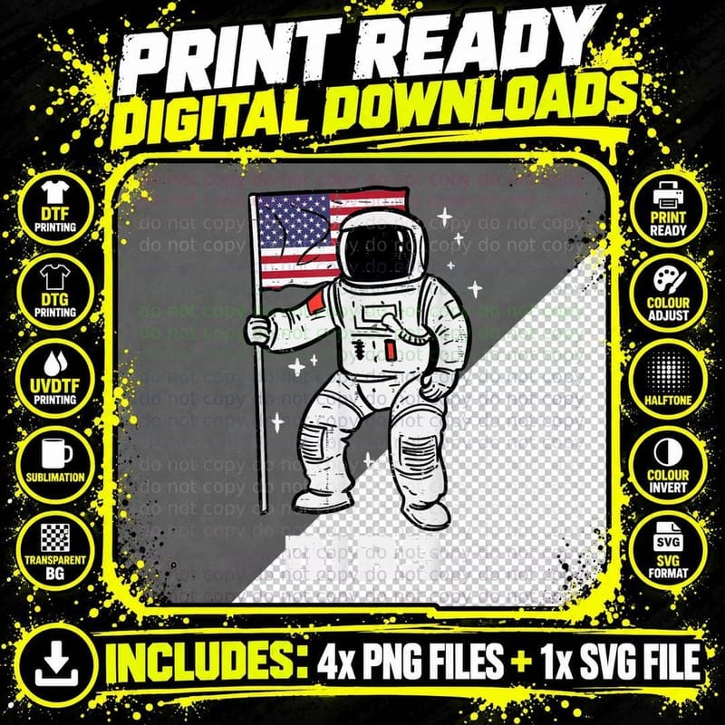 Space Astronaut Dibs Fourth July 4th Patriot Men Women Png SVG Digital Bundle