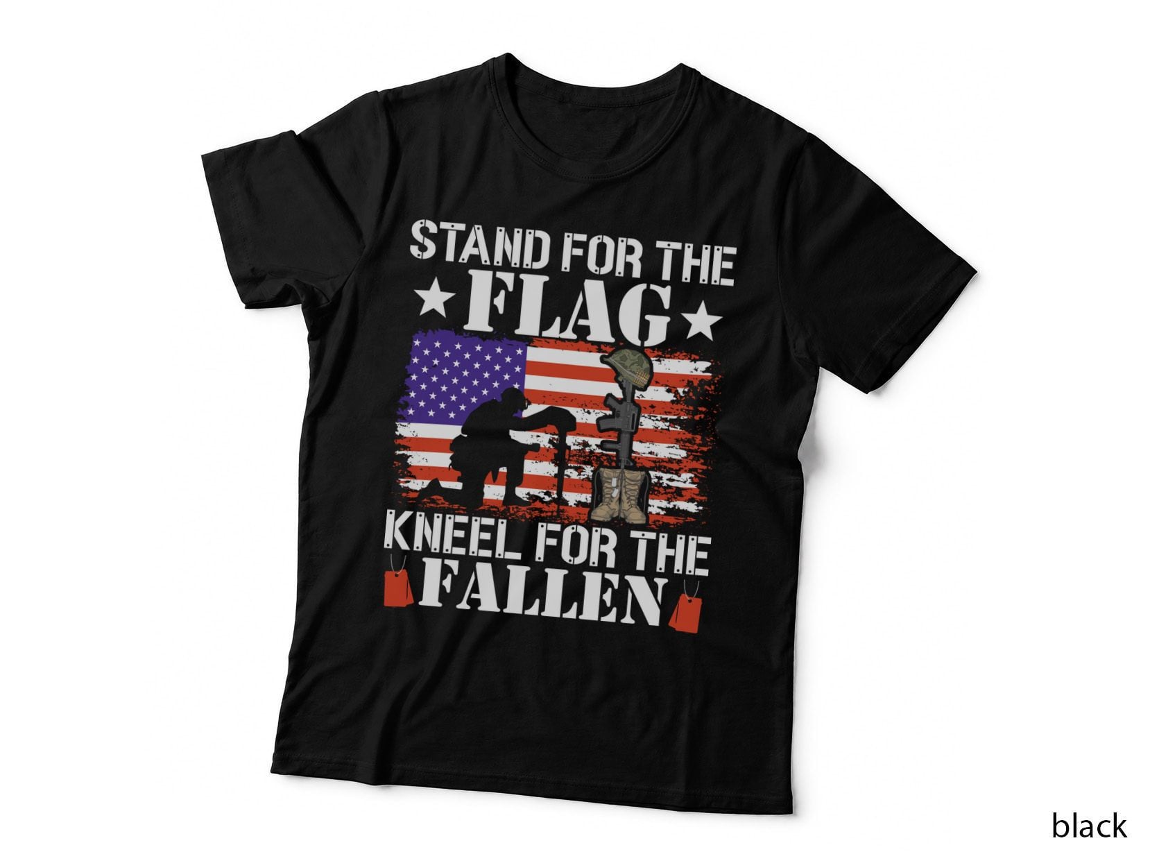 Stand for the Flag Kneel for the Fallen Patriotic T-Shirt