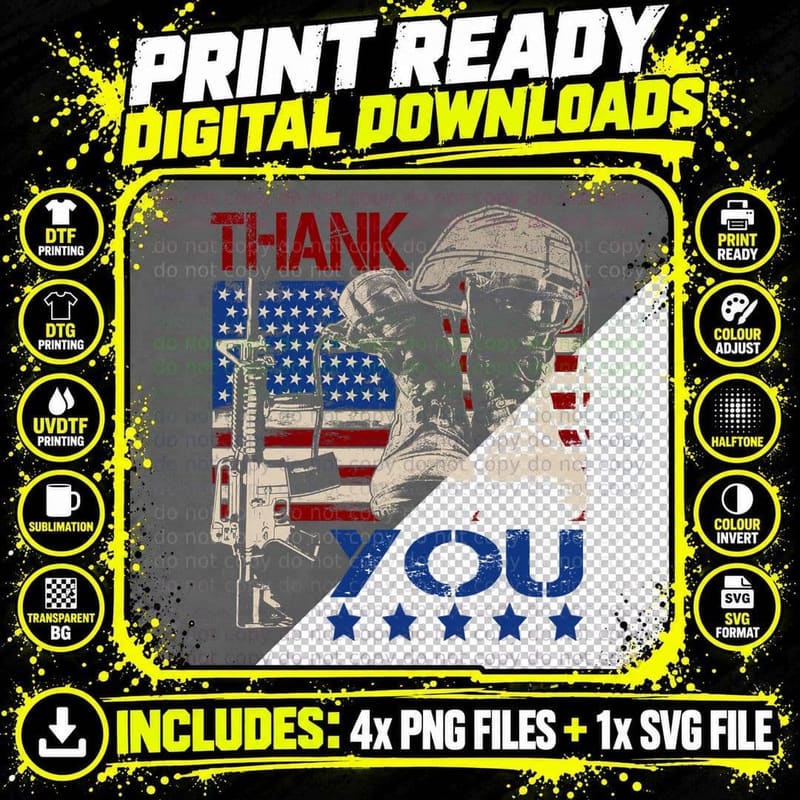 Thank You Veteran T-Shirt, Patriotic Design Png SVG Digital Bundle