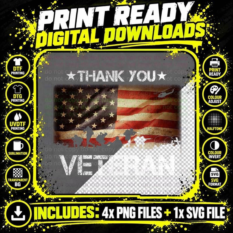 Thank You Veteran T-Shirt, Patriotic, Military Support Png SVG Digital Bundle