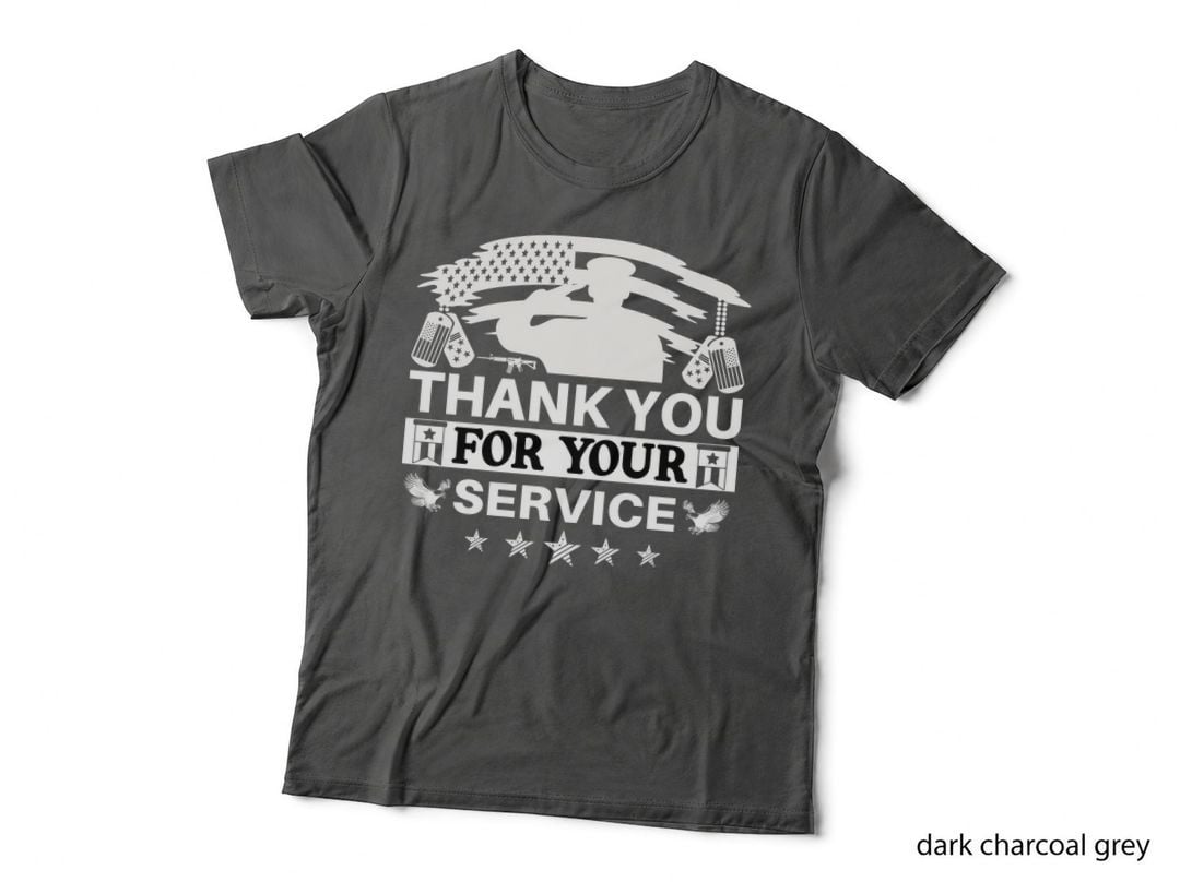 Thank You for Your Service Patriotic T-Shirt, Military Silhouette with Flag