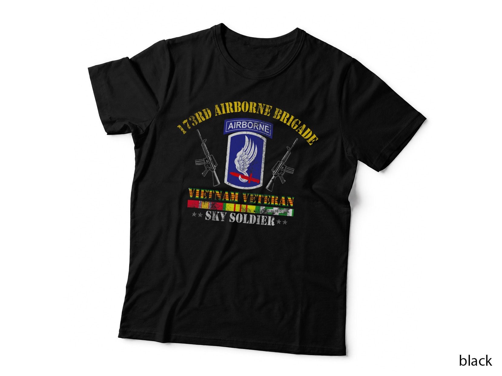 U.s Army 173rd Airborne Brigade Vietnam Veteran Flag Vintage T-Shirt