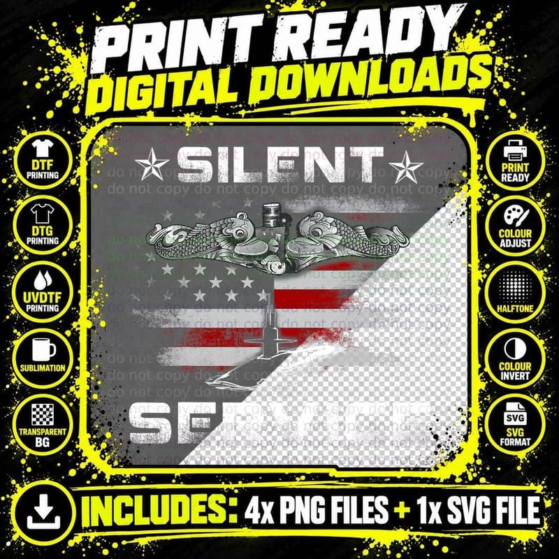 U.s Navy Submarines Silent Service T-Shirt Patriotic Png SVG Digital Bundle