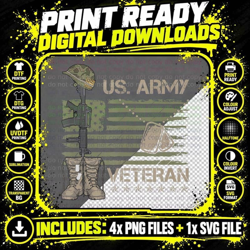 U.s. Army Veteran Flag, Gift T-Shirt Png SVG Digital Bundle