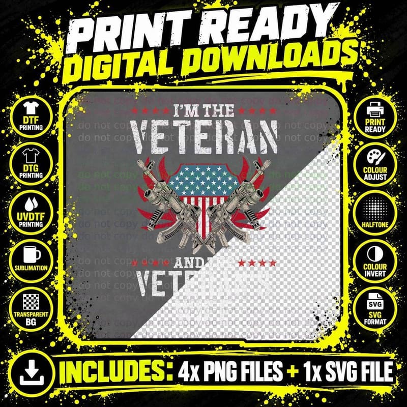 US Veteran I'm the Veteran and the Veteran's Wife T-Shirt Png SVG Digital Bundle