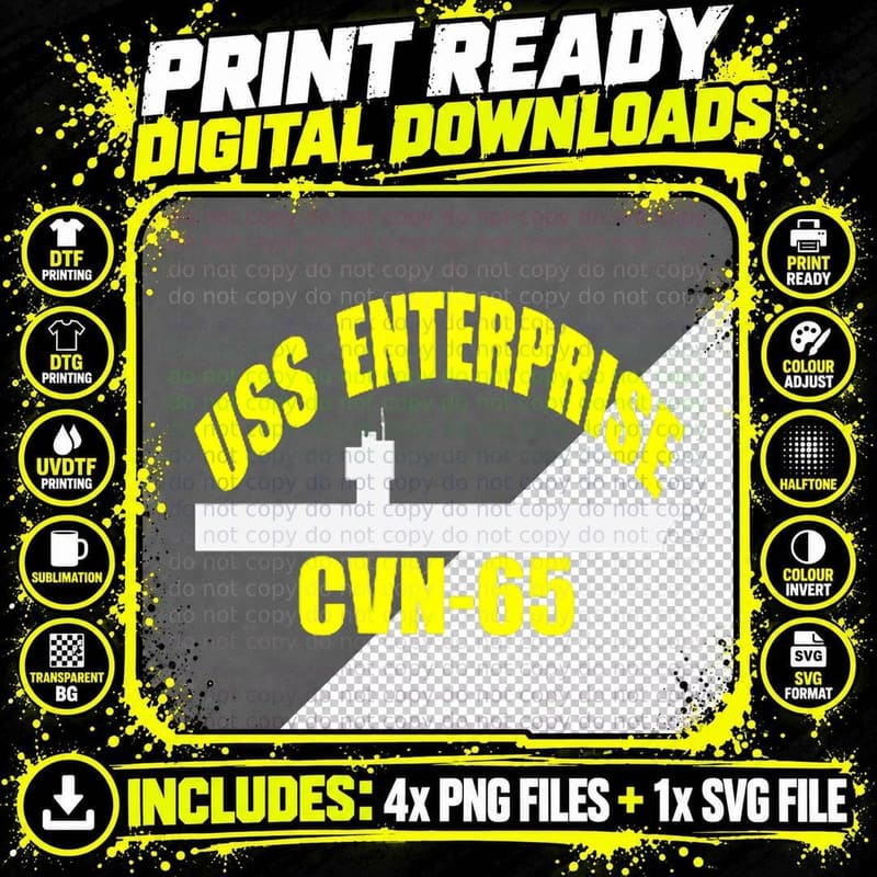 USS Enterprise CVN-65 Aircraft Carrier Father Veteran Png SVG Digital Bundle