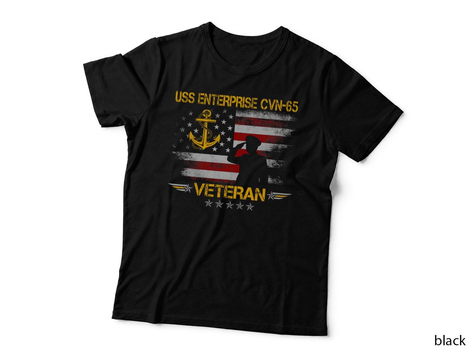 USS Enterprise CVN-65 Aircraft Carrier Veteran Flag Vintage T-Shirt