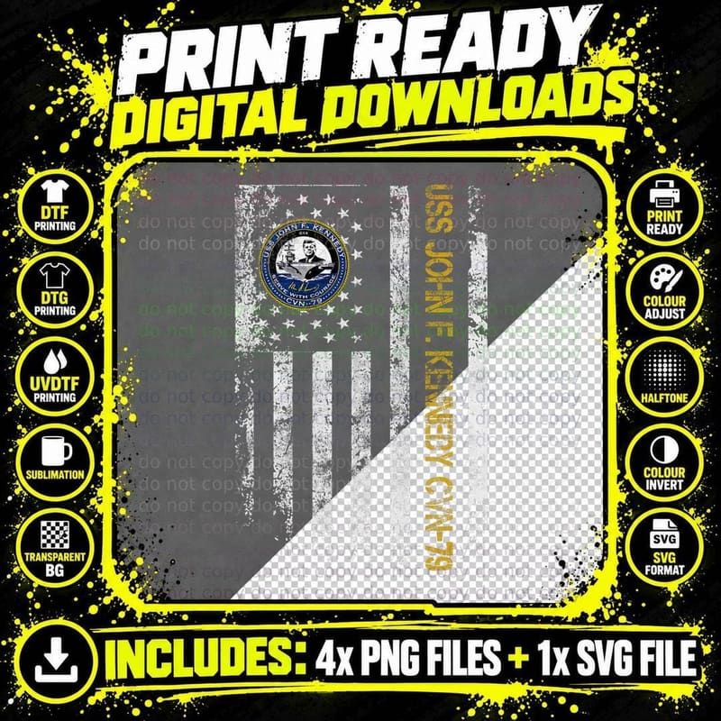 USS John F. Kennedy CVN-79 Aircraft Carrier Veteran Flag Png SVG Digital Bundle