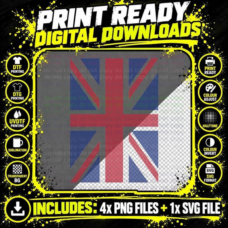 Union Jack Flag England Great Britain United Kingdom T Png SVG Digital Bundle