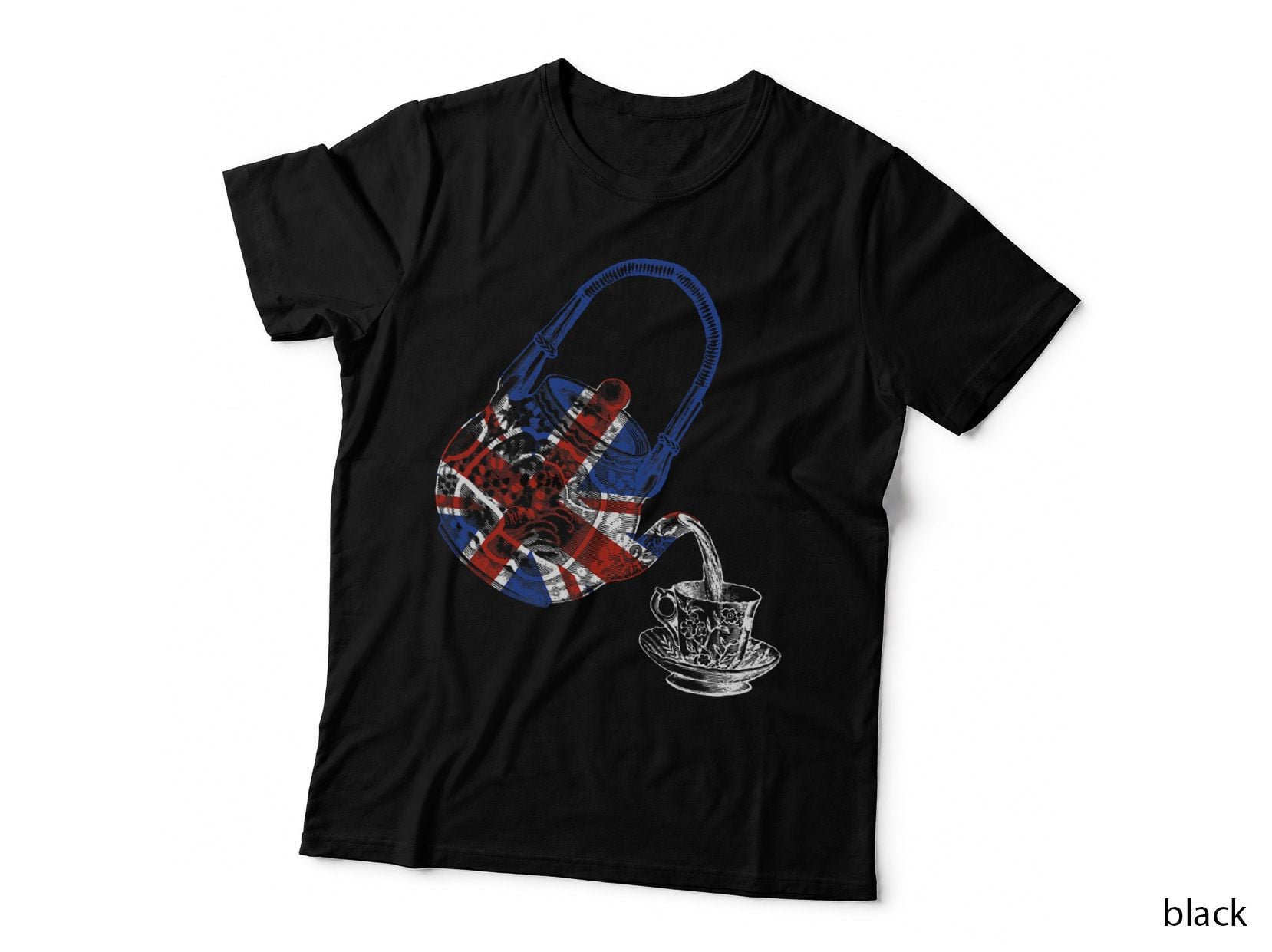 Union Jack Flag Vintage British Teapot and Teacup Tea Lovers T-Shirt
