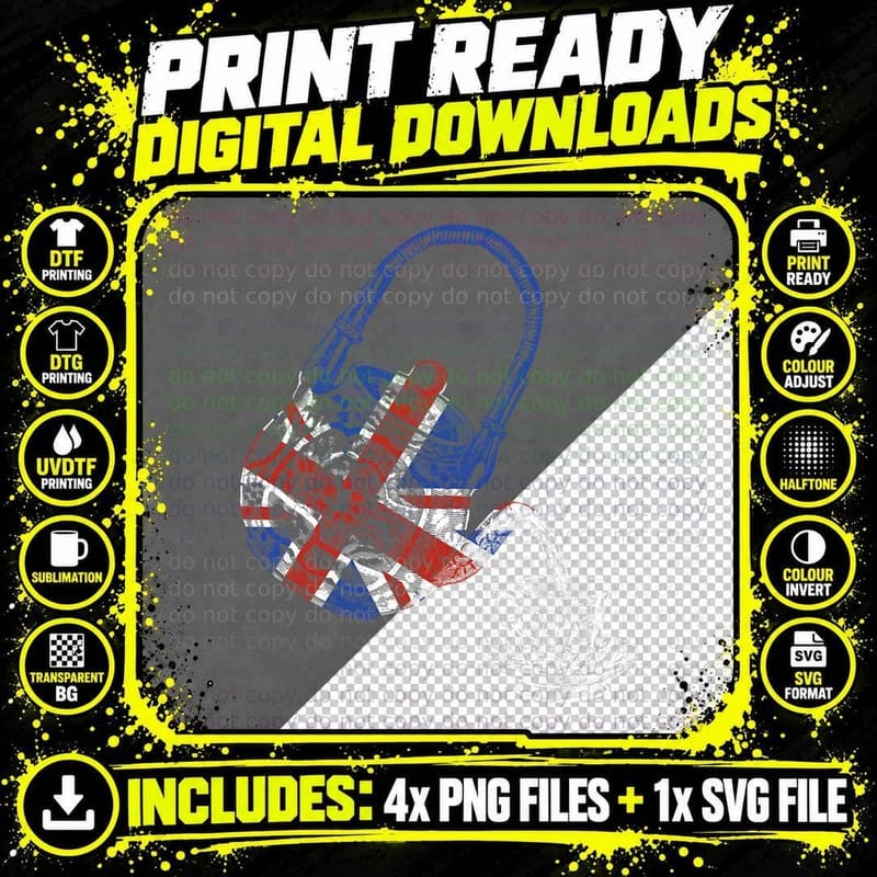 Union Jack Flag Vintage British Teapot and Teacup Tea Png SVG Digital Bundle
