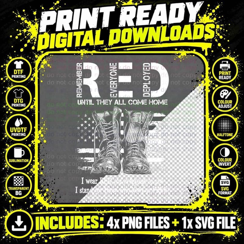 Until They Come Home My Soldier US Flag Red Friday Png SVG Digital Bundle