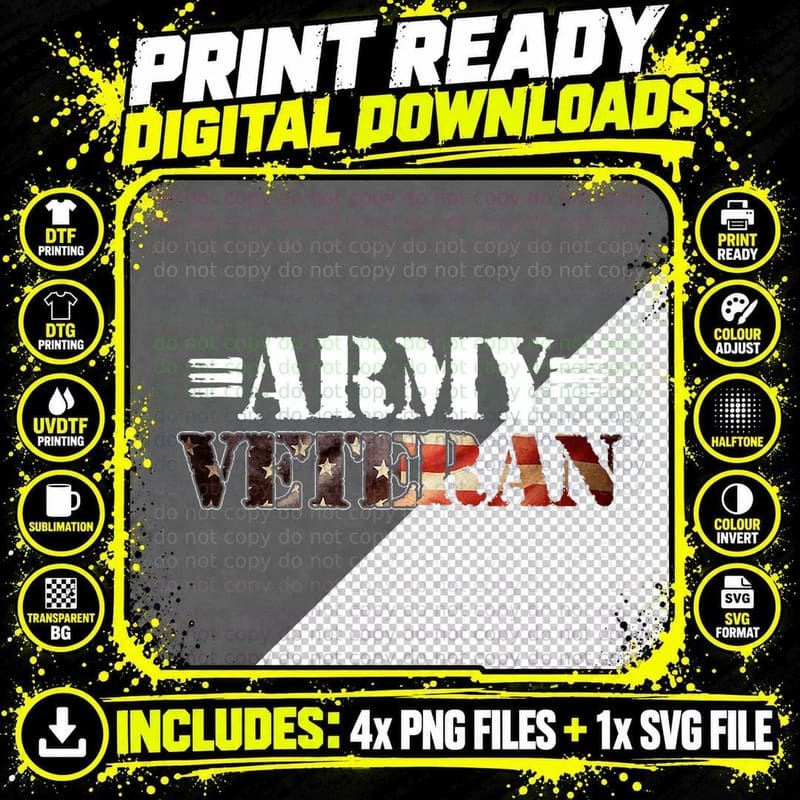 Veteran 365 Army Veteran T-Shirt Png SVG Digital Bundle