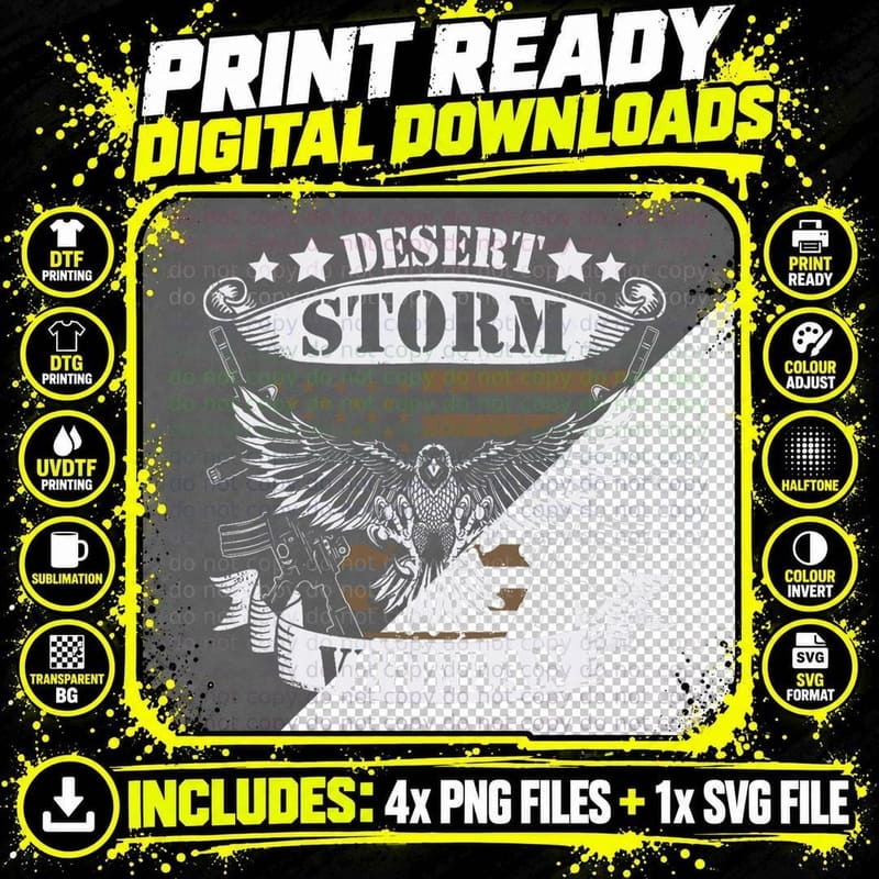 Veteran 365 Desert Storm Veteran Tee American Eagle Png SVG Digital Bundle