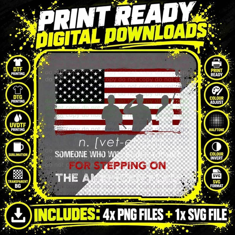 Veteran 365 Veteran Definition T-Shirt Png SVG Digital Bundle