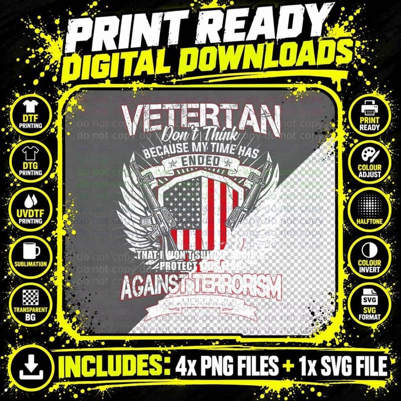 Veteran Against Terrorism T-Shirt, Patriotic Apparel Png SVG Digital Bundle