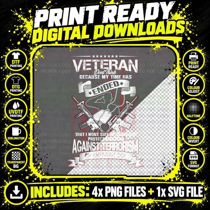 Veteran Against Terrorism T-Shirt, Patriotic Png SVG Digital Bundle