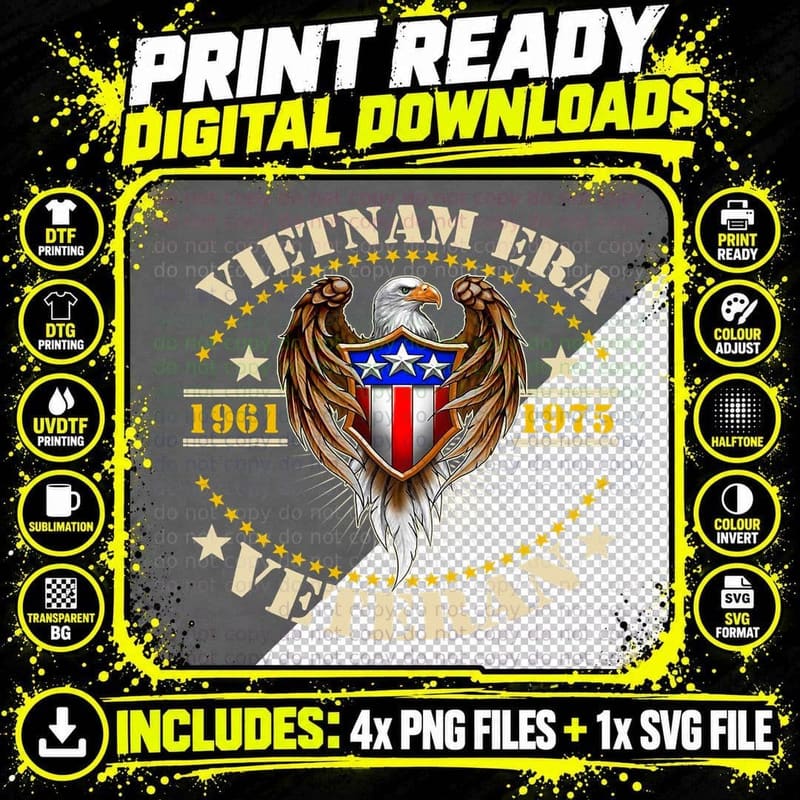Veteran Gift T-Shirt Vietnam War Era Retired Soldier Png SVG Digital Bundle