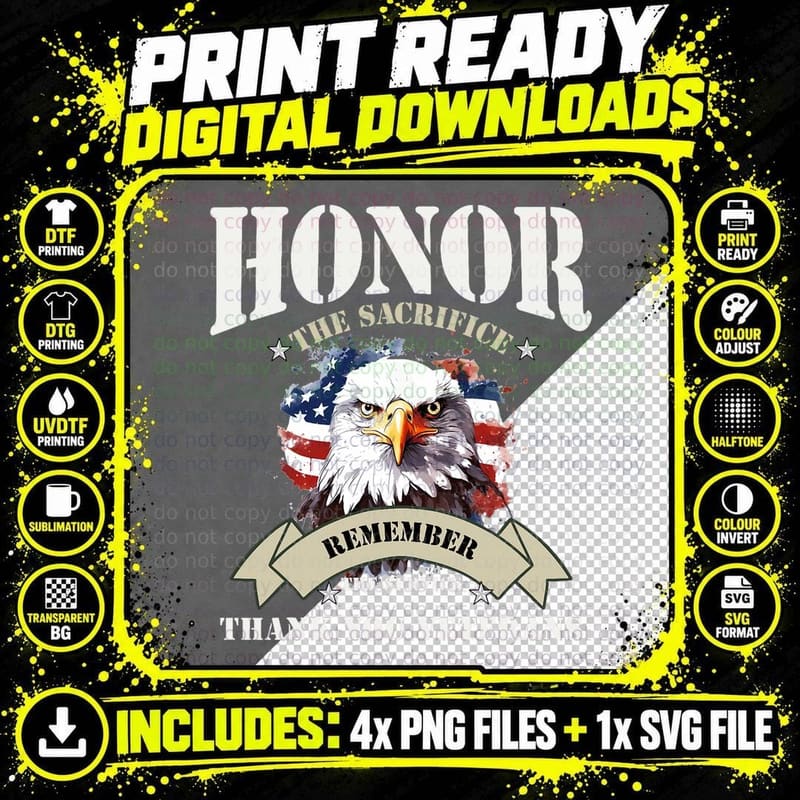 Veteran Honor the Sacrifice Remember the Service T-Shirt Png SVG Digital Bundle