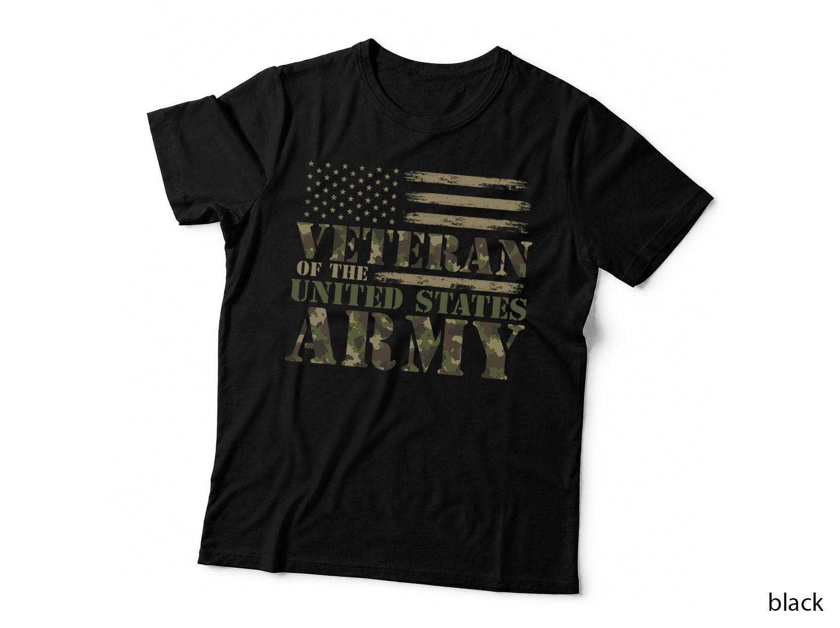 Veteran of the United States Army Camouflage US Flag Veteran T-Shirt